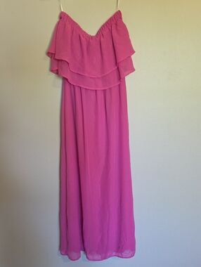 Bar III Pink Strapless Ruffle Top Maxi Dress